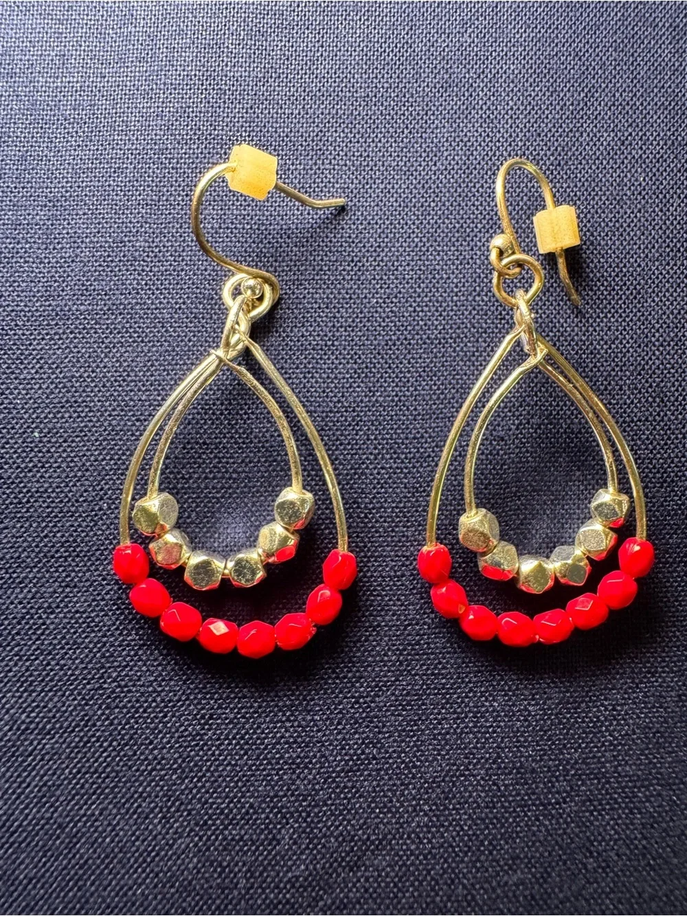 Vera Bradley Silver Teardrop Earrings with Bright Pink Beads